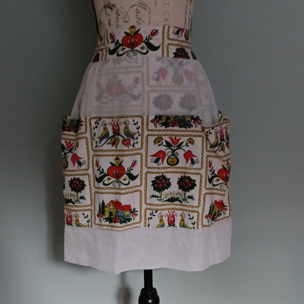 Vintage Mary Ann Reversible Half Apron 1950's